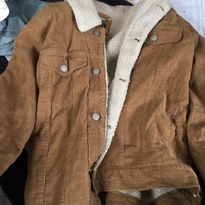 Fluffy brown courdoroy brandy Melville jacket